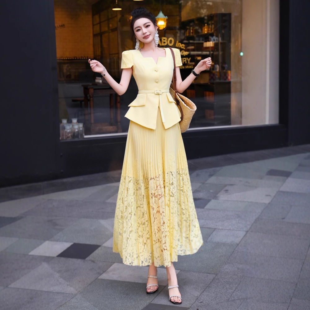 Summer business suit chanelstyle long skirt 2pcs set