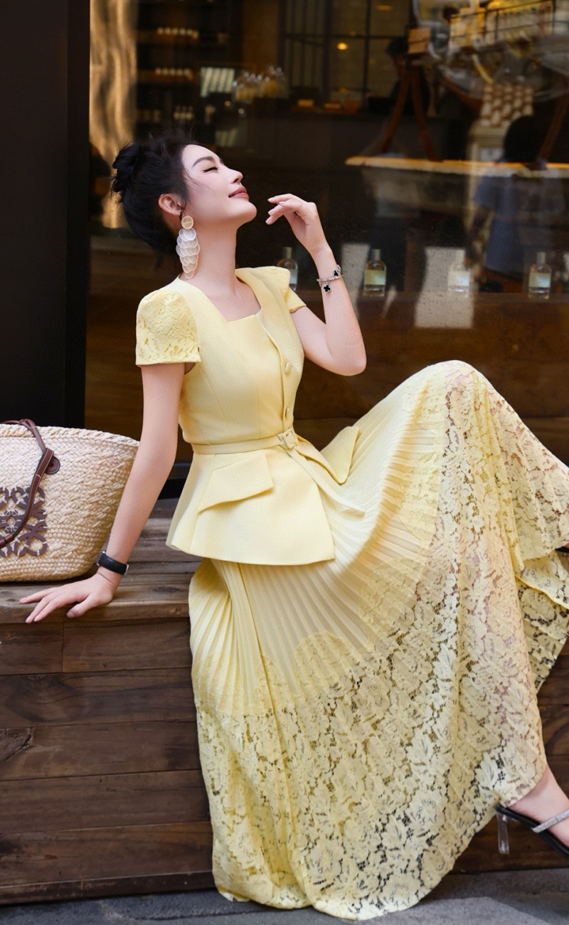 Summer business suit chanelstyle long skirt 2pcs set