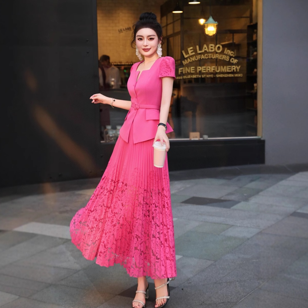 Summer business suit chanelstyle long skirt 2pcs set