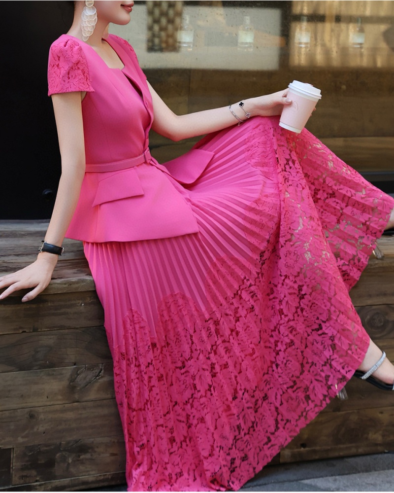 Summer business suit chanelstyle long skirt 2pcs set