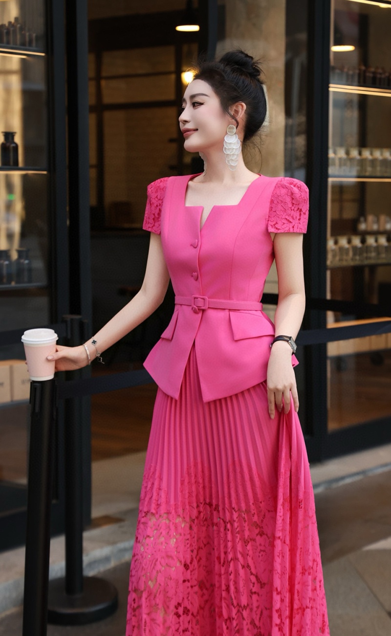Summer business suit chanelstyle long skirt 2pcs set