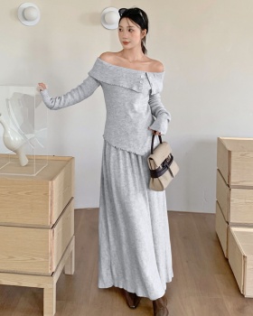 Temperament irregular tops France style skirt a set