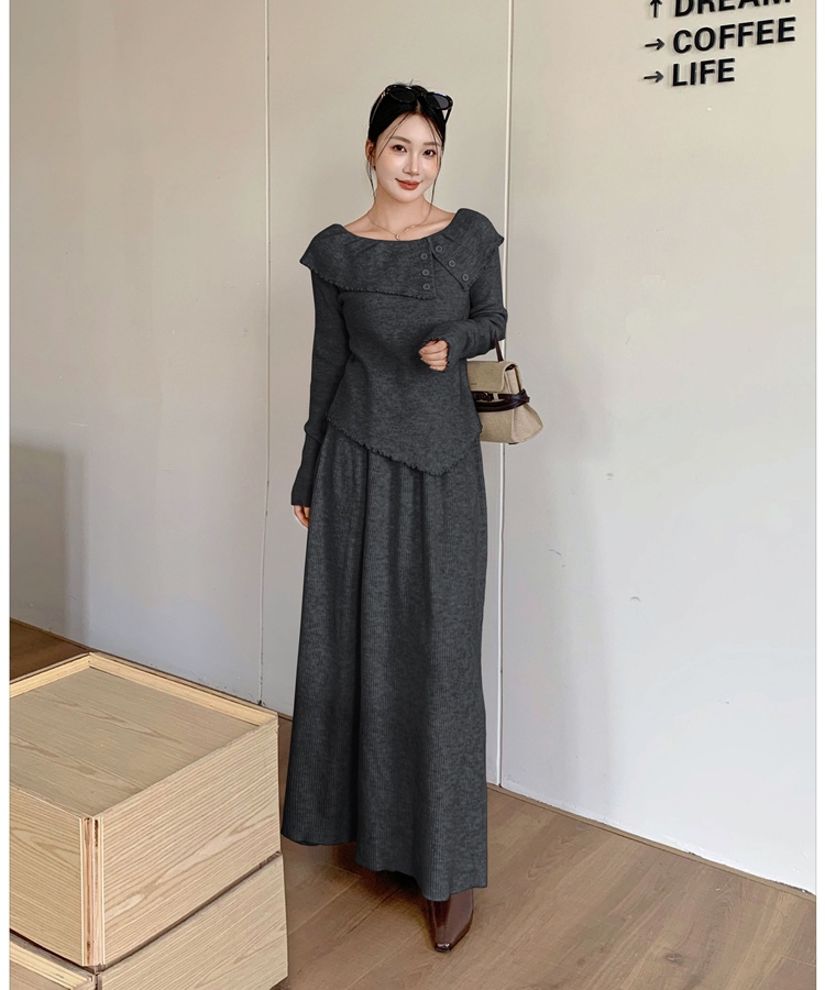 Temperament irregular tops France style skirt a set