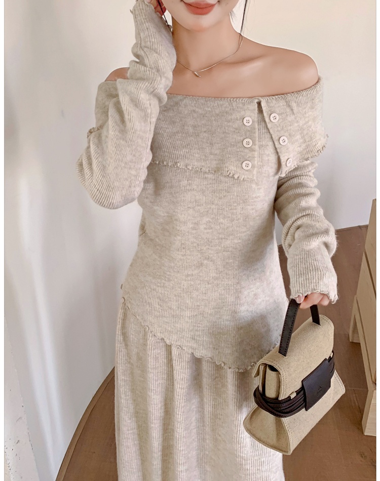 Temperament irregular tops France style skirt a set