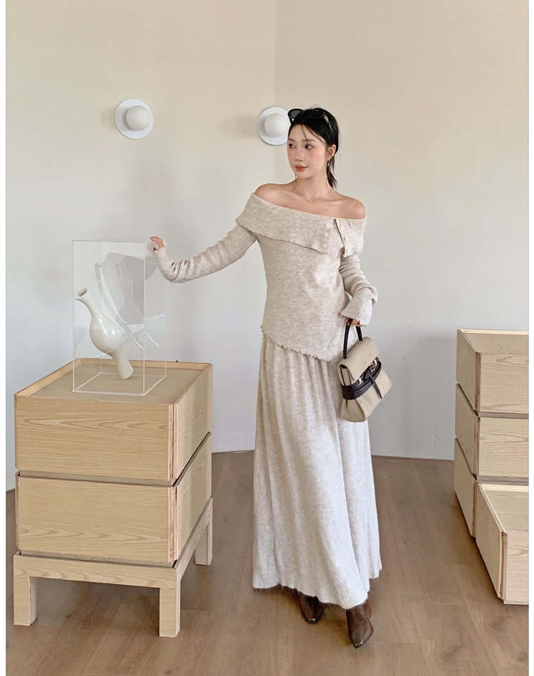 Temperament irregular tops France style skirt a set