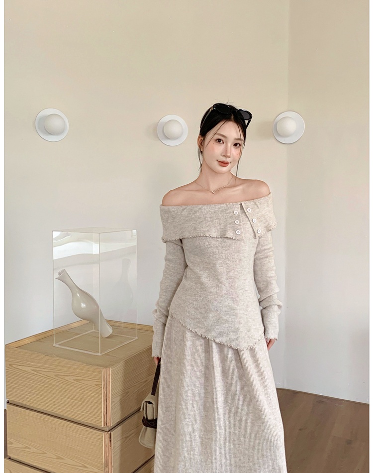 Temperament irregular tops France style skirt a set