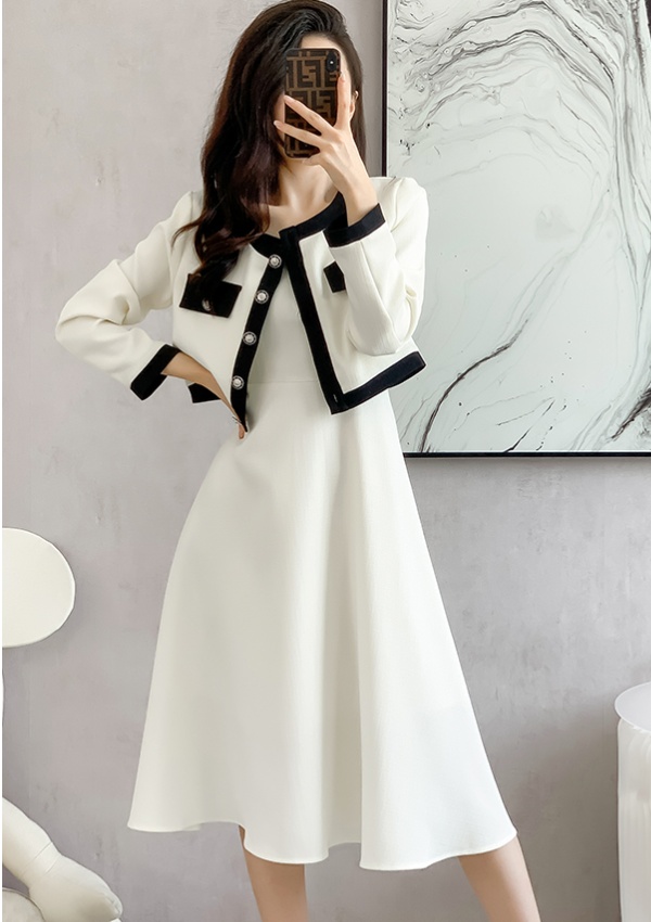 Autumn sling dress drape jacket 2pcs set for women