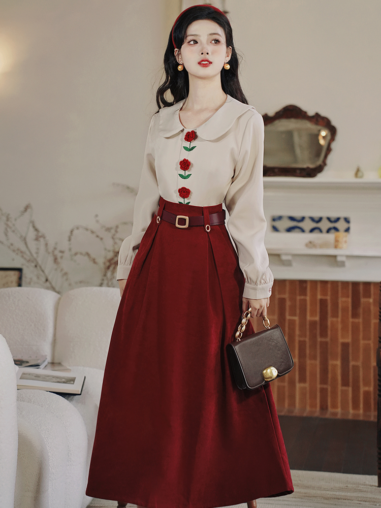 All-match stereoscopic shirt temperament skirt 2pcs set