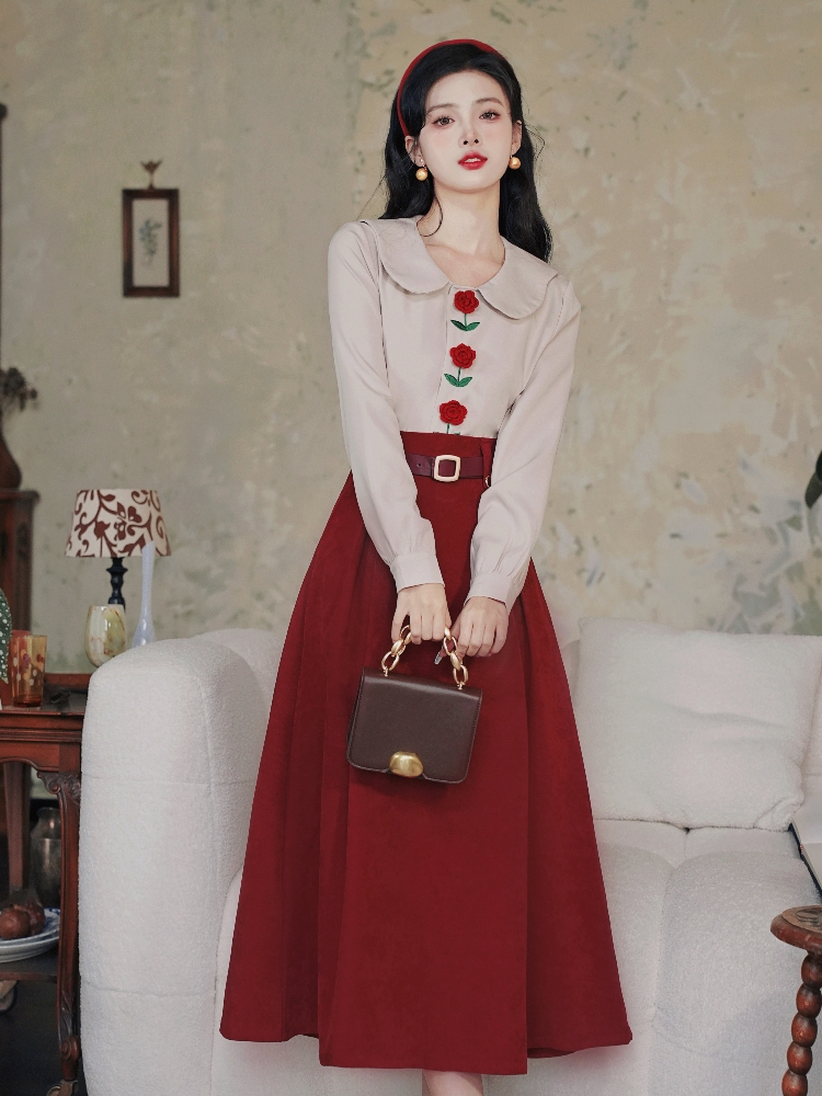 All-match stereoscopic shirt temperament skirt 2pcs set