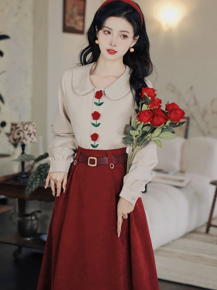 All-match stereoscopic shirt temperament skirt 2pcs set