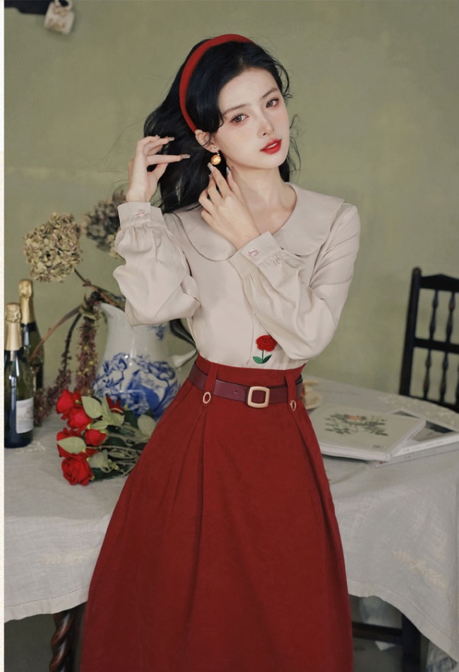 All-match stereoscopic shirt temperament skirt 2pcs set