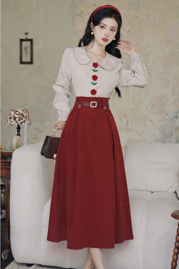 All-match stereoscopic shirt temperament skirt 2pcs set