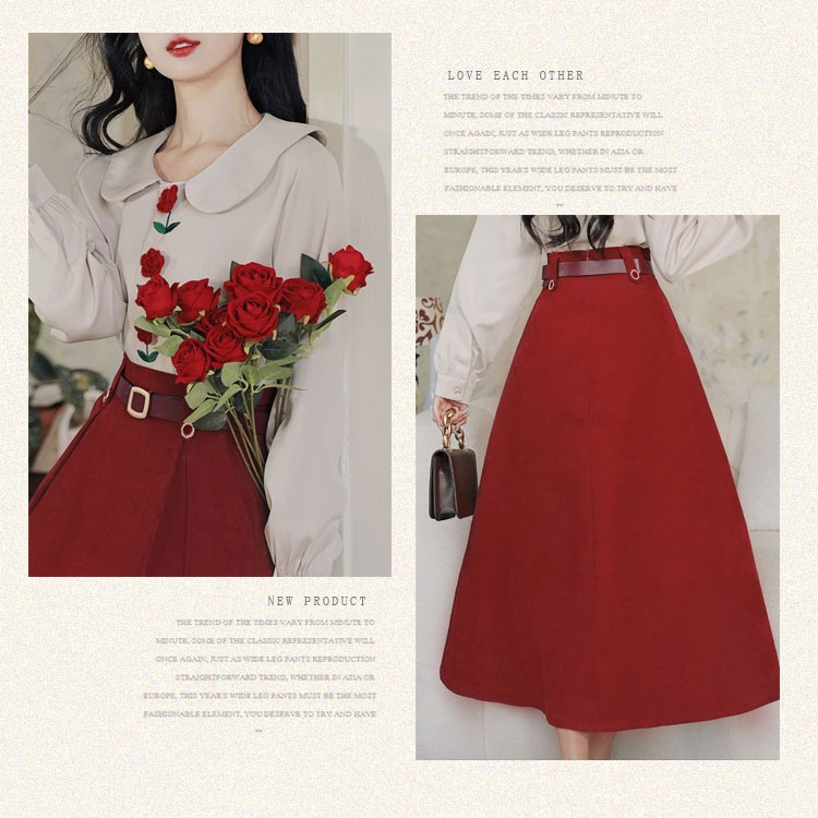 All-match stereoscopic shirt temperament skirt 2pcs set