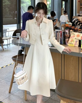 Temperament sling tops France style dress 2pcs set