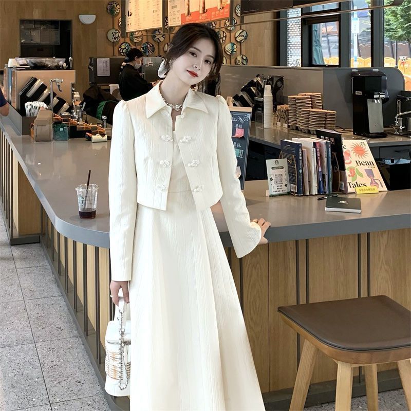 Temperament sling tops France style dress 2pcs set