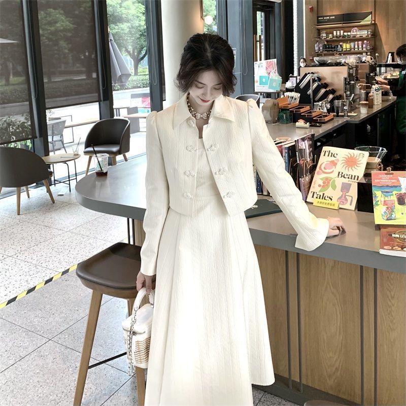 Temperament sling tops France style dress 2pcs set