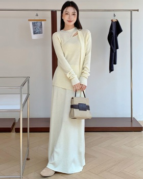 Knitted scarves France style skirt 2pcs set for women