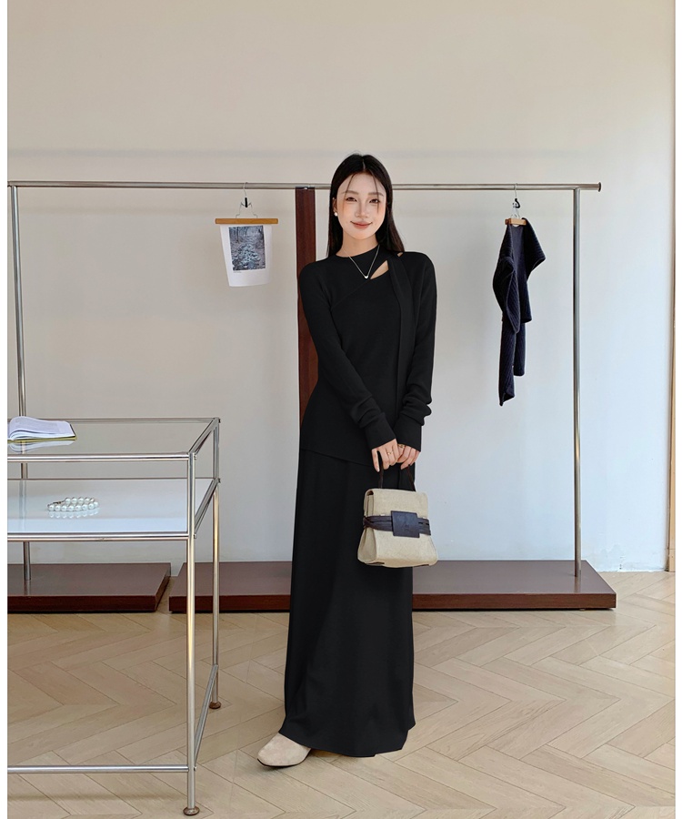 Knitted scarves France style skirt 2pcs set for women