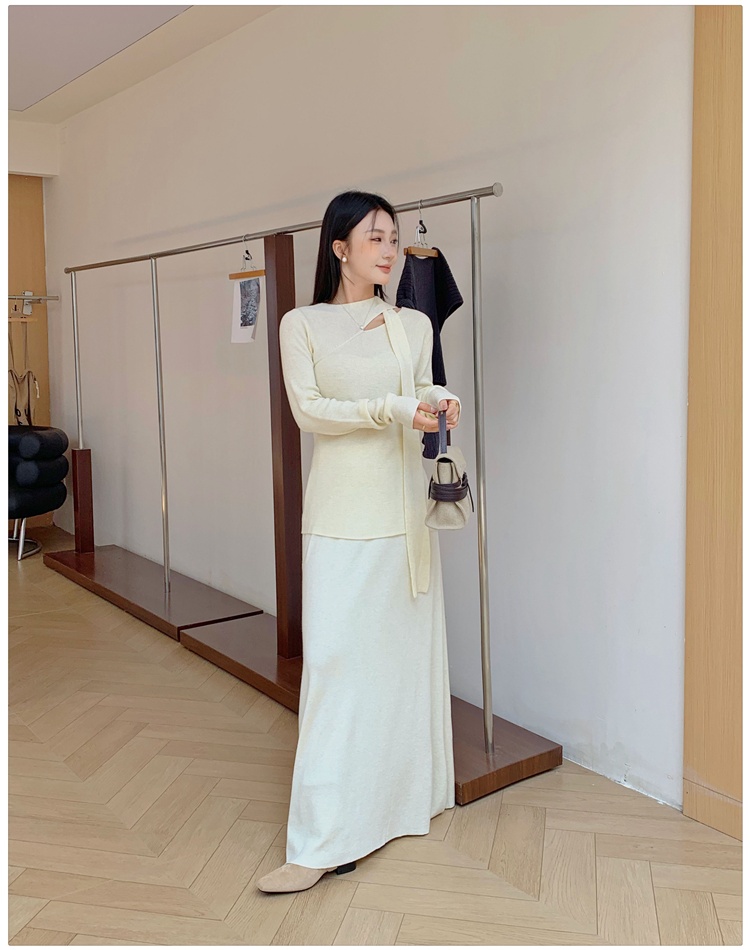 Knitted scarves France style skirt 2pcs set for women