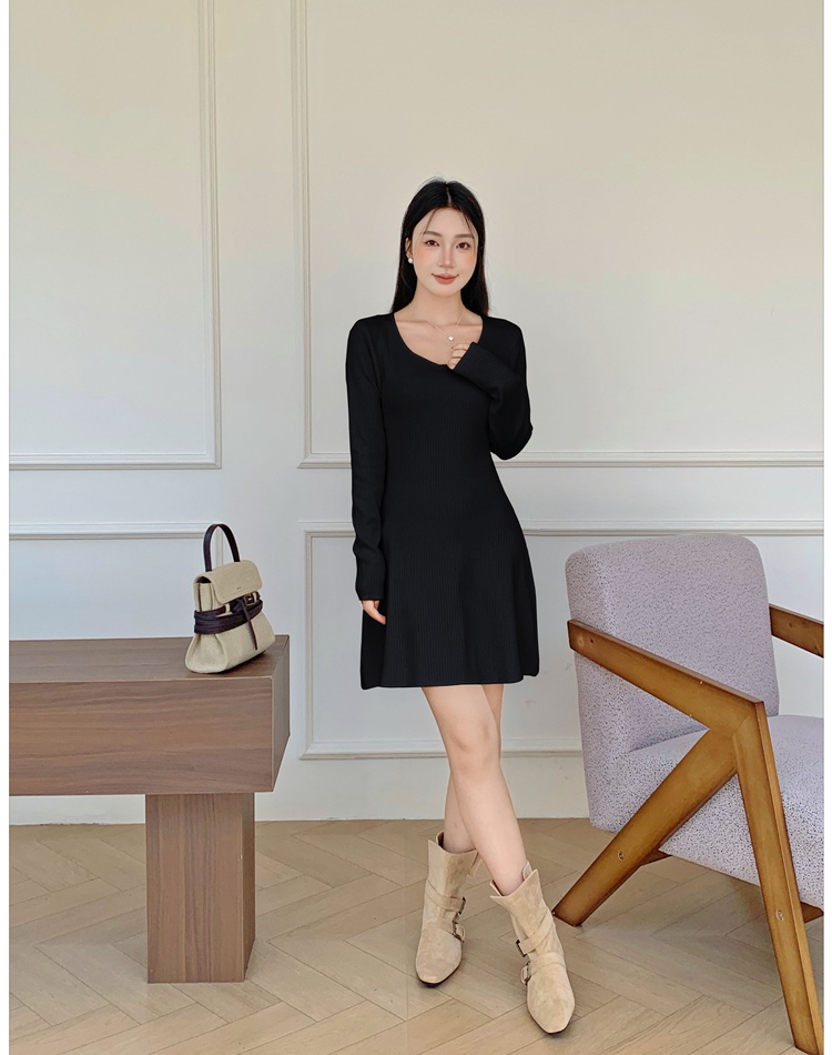Knitted bottoming dress retro sweater dress