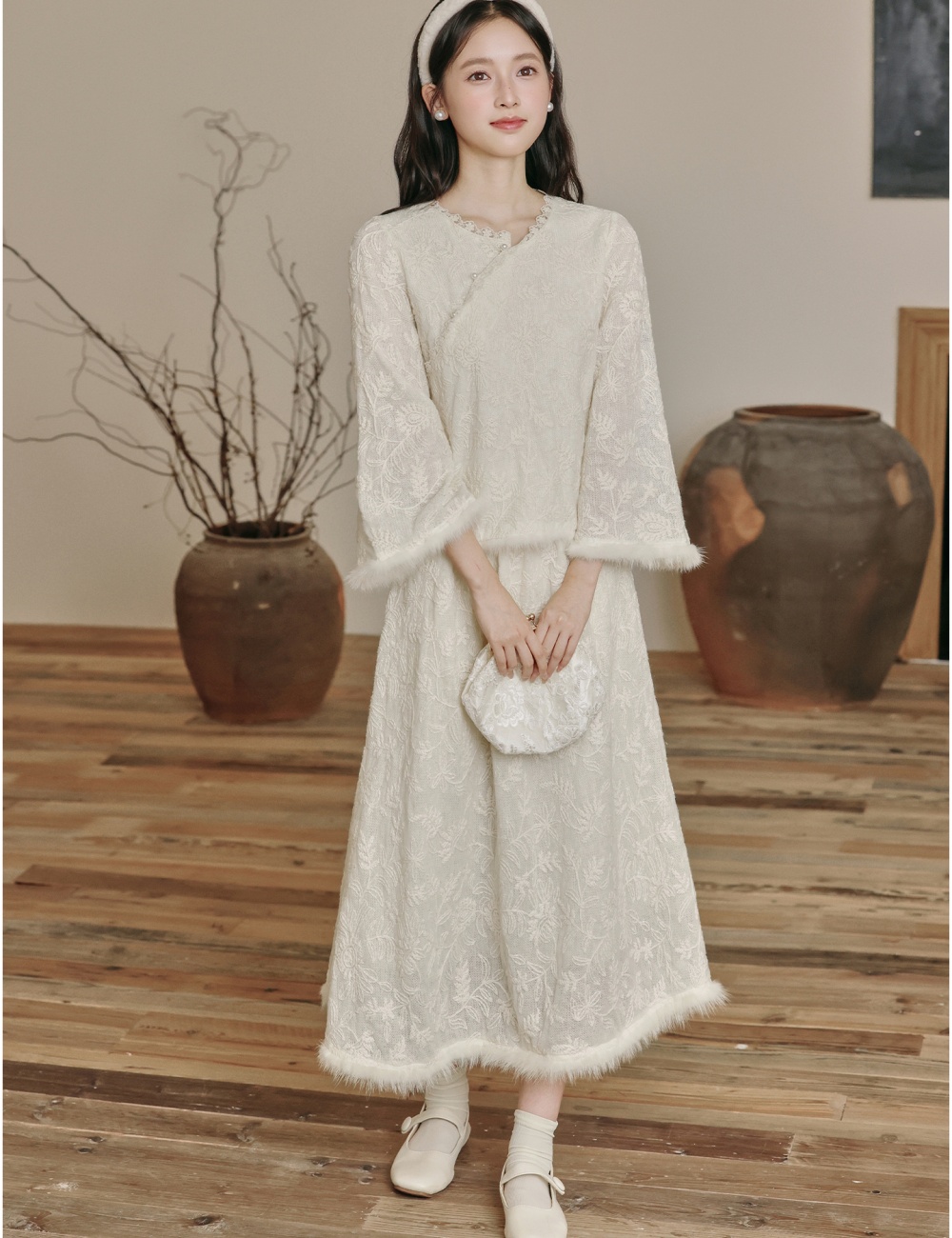 Chinese style short skirt embroidered tops 2pcs set