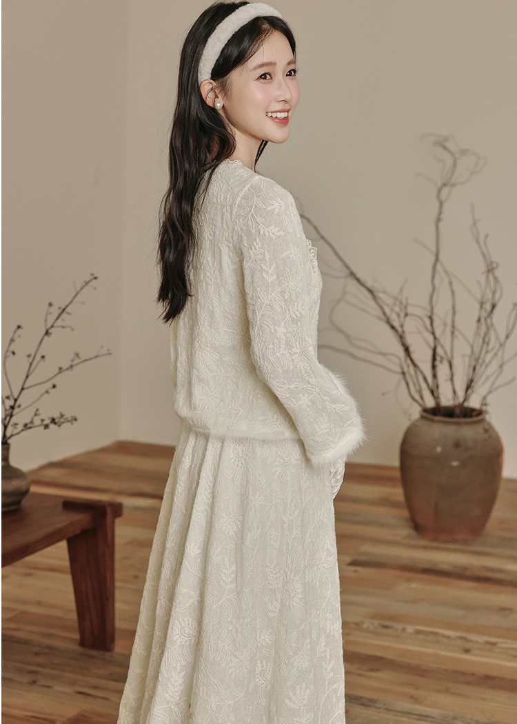 Chinese style short skirt embroidered tops 2pcs set