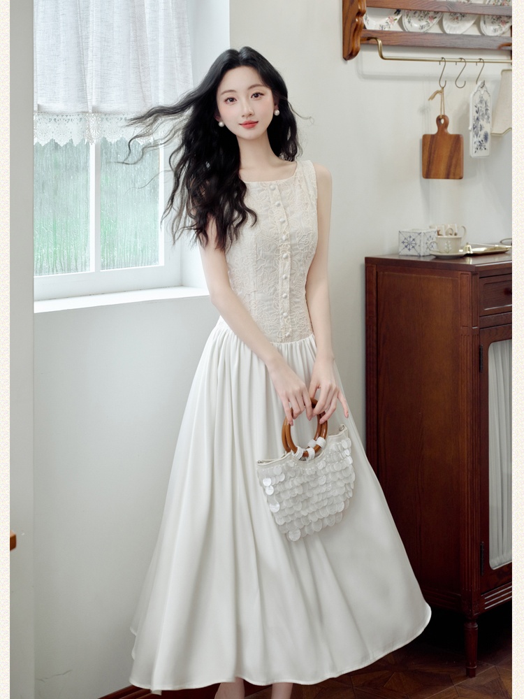 Vacation durian vest temperament embroidery dress