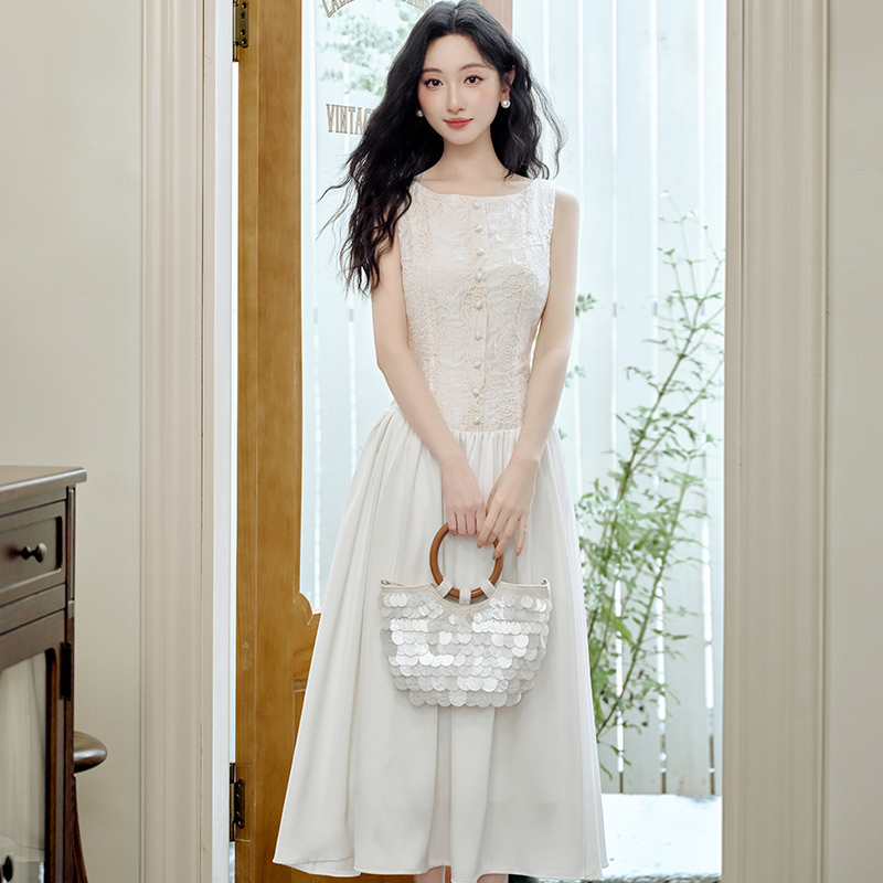Vacation durian vest temperament embroidery dress