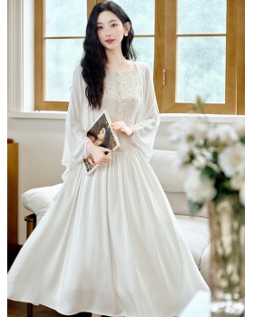 Temperament embroidery shawl durian vacation dress 2pcs set