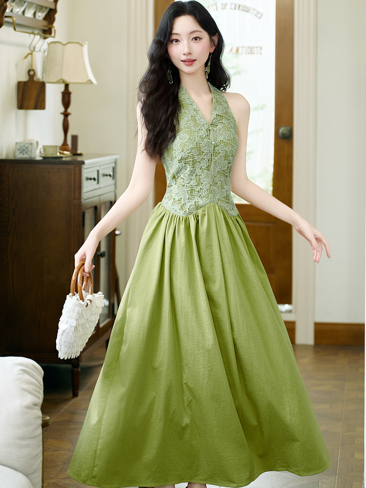 V-neck long dress pinched waist shawl 2pcs set