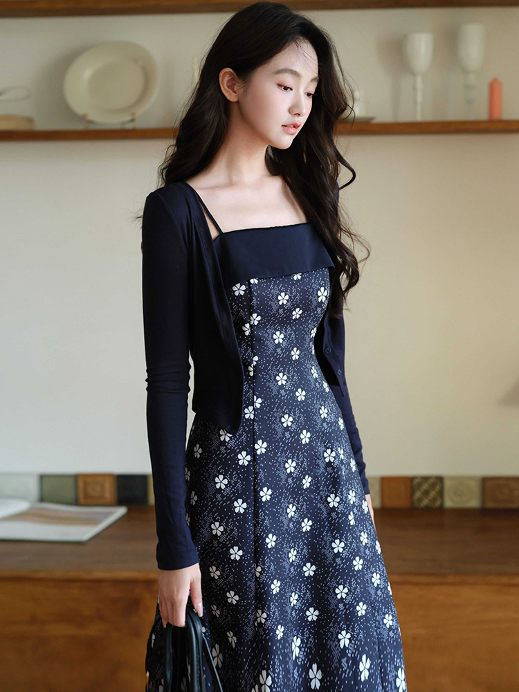 Temperament sling shawl pinched waist elegant jacket a set