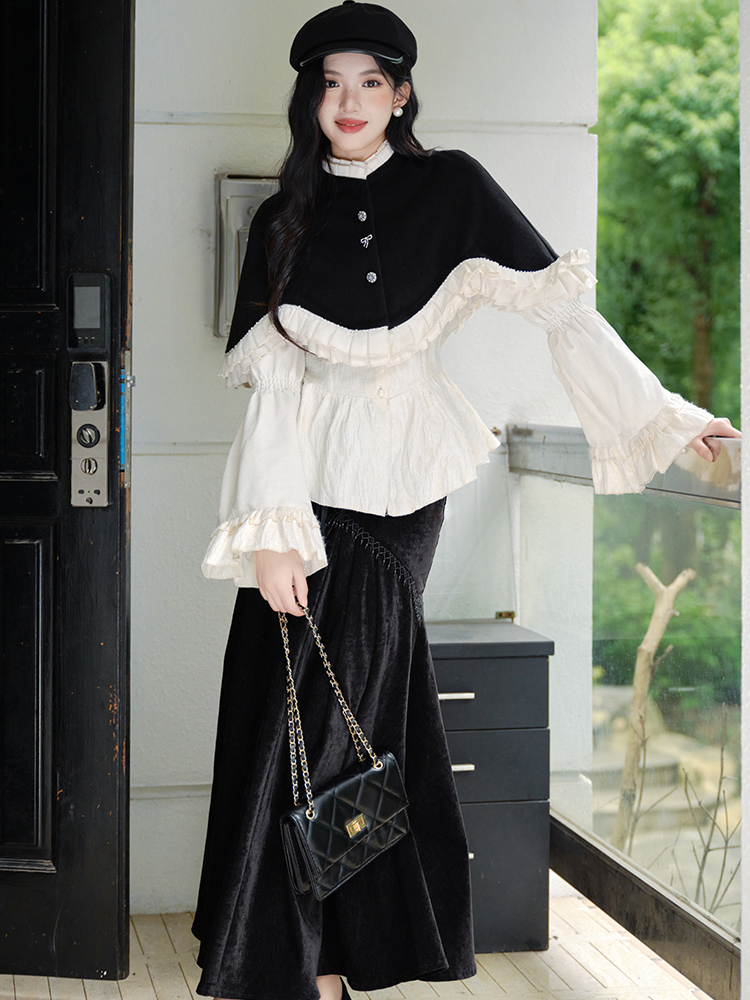 Fashion cloak temperament short skirt 3pcs set for women