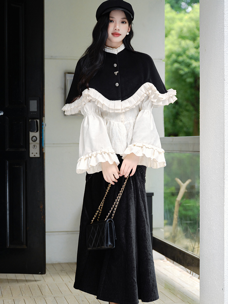 Fashion cloak temperament short skirt 3pcs set for women