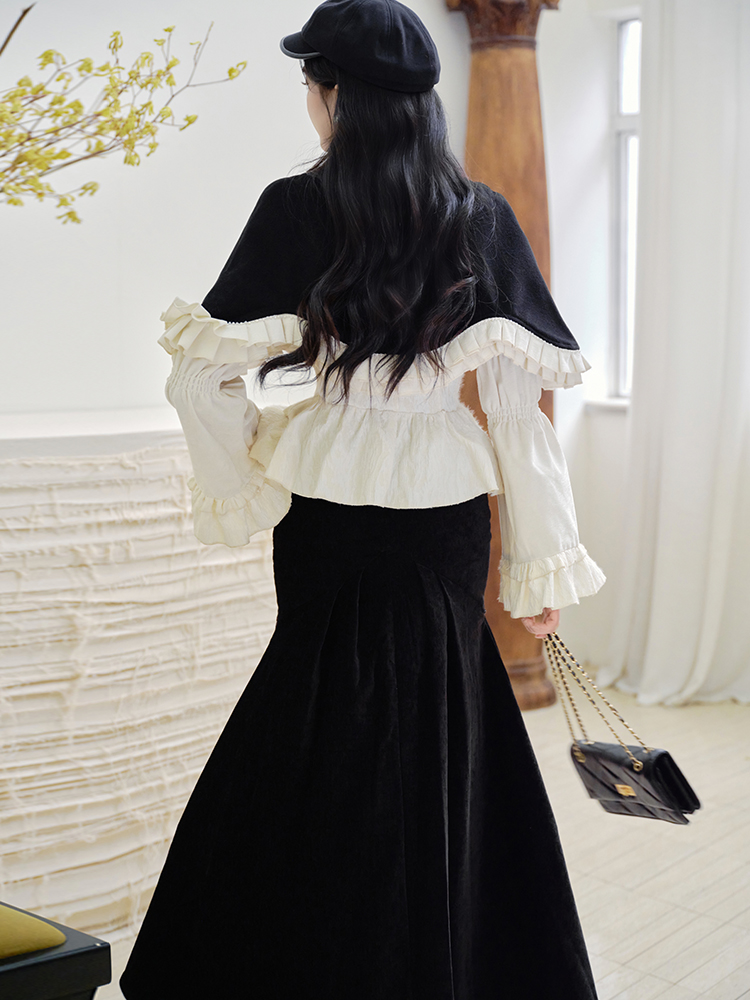 Fashion cloak temperament short skirt 3pcs set for women