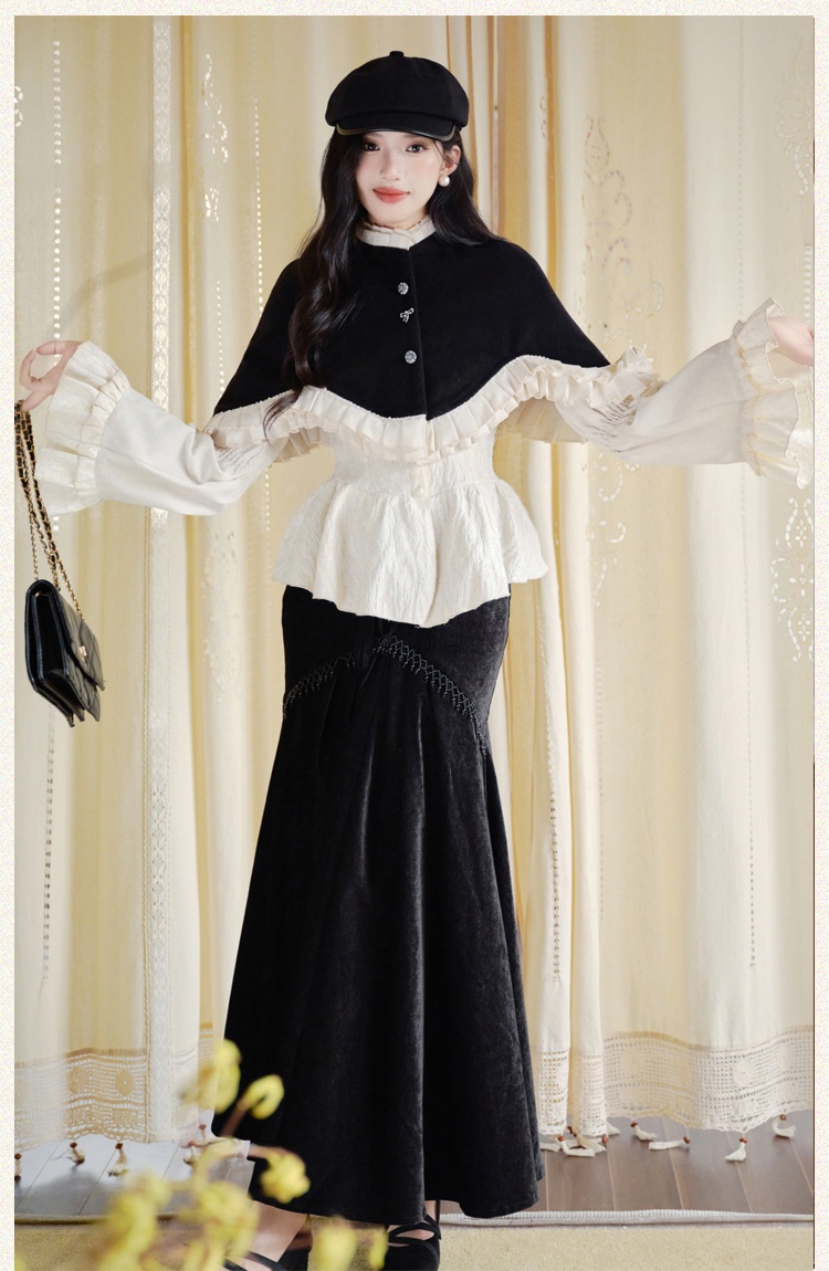 Fashion cloak temperament short skirt 3pcs set for women