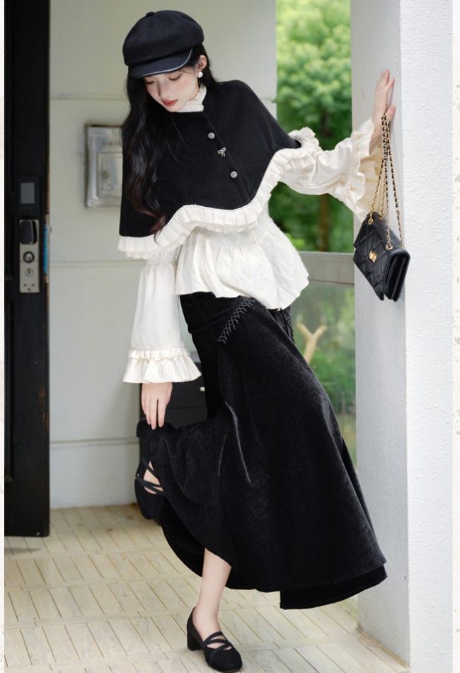Fashion cloak temperament short skirt 3pcs set for women