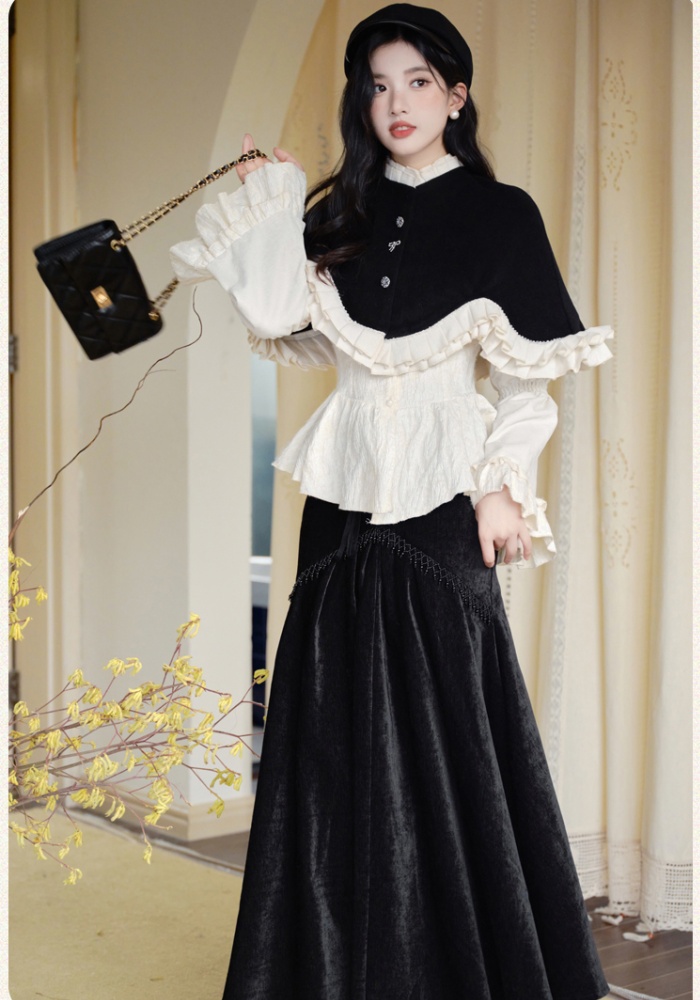 Fashion cloak temperament short skirt 3pcs set for women