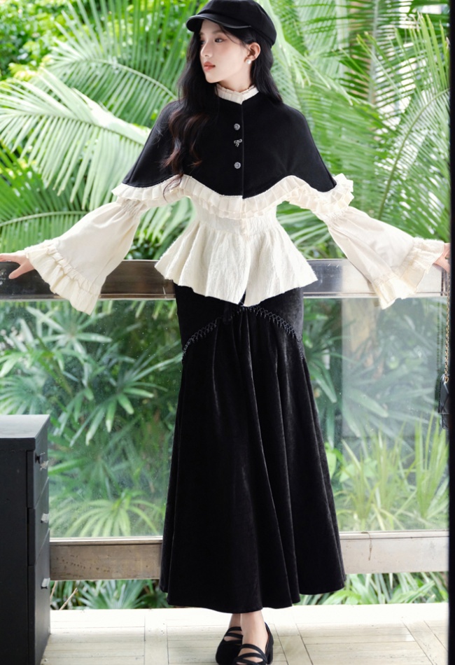 Fashion cloak temperament short skirt 3pcs set for women