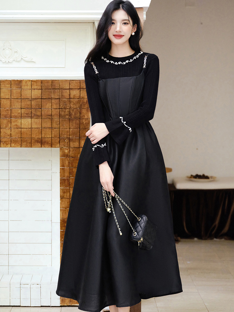 Trumpet sleeves sweater big skirt doll shirt a set