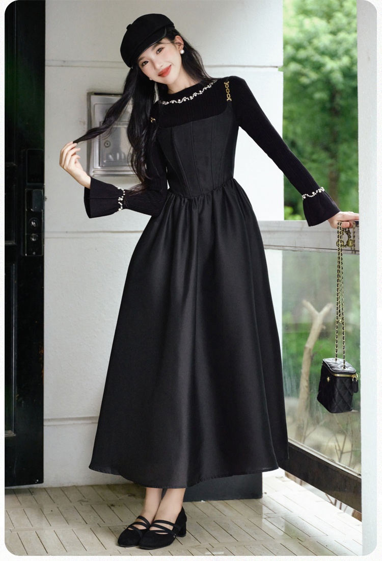 Trumpet sleeves sweater big skirt doll shirt a set