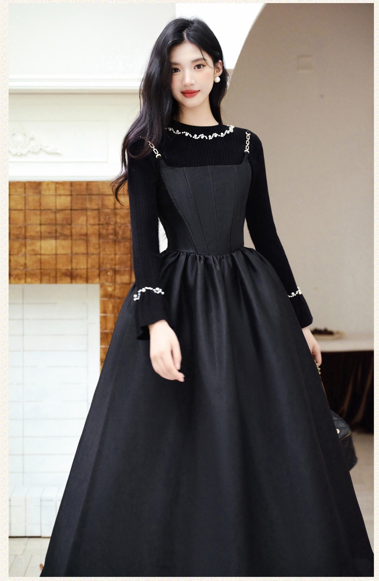 Trumpet sleeves sweater big skirt doll shirt a set