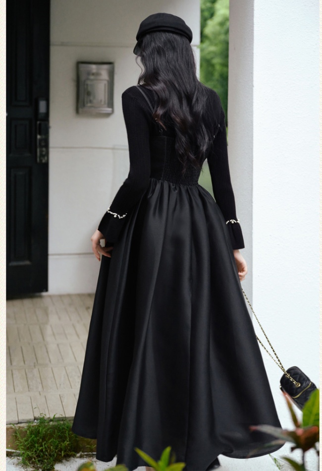Trumpet sleeves sweater big skirt doll shirt a set