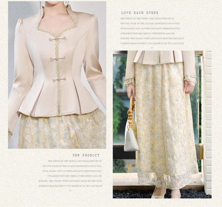Autumn tops temperament short skirt 2pcs set for women