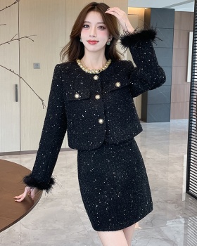 Clip cotton skirt package hip small dress 2pcs set