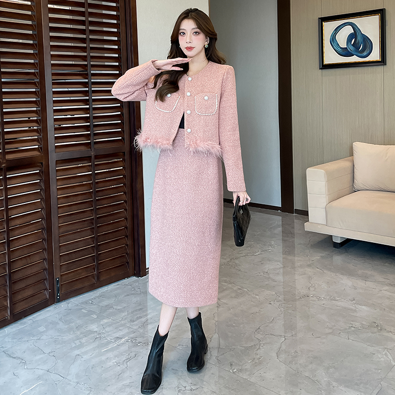 Elmo coat autumn and winter small dress 2pcs set