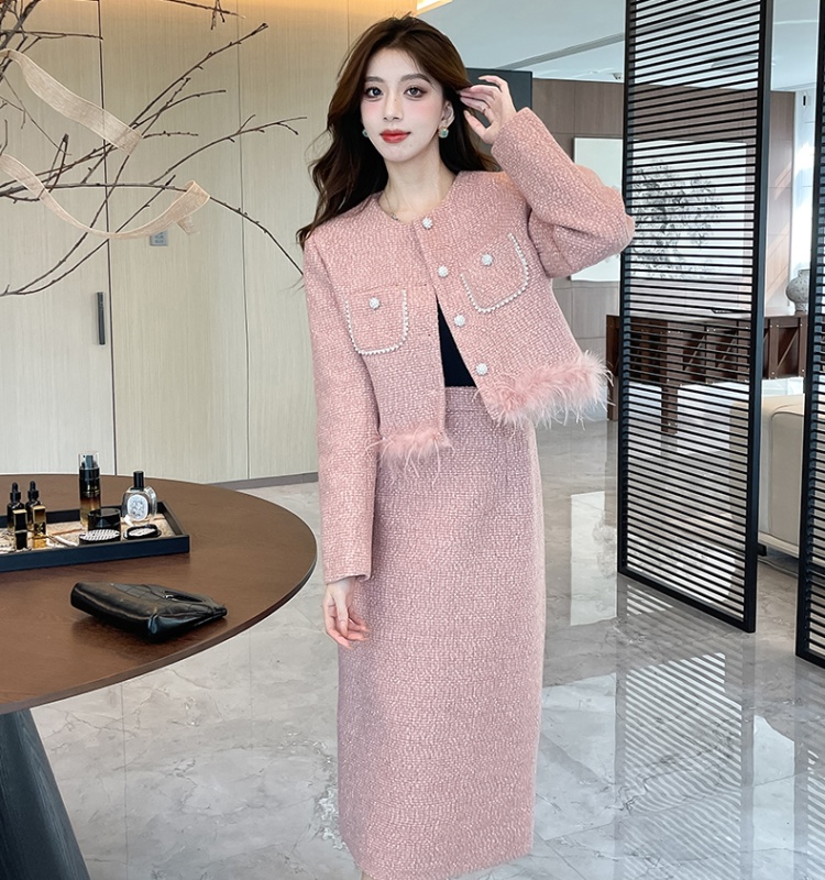 Elmo coat autumn and winter small dress 2pcs set
