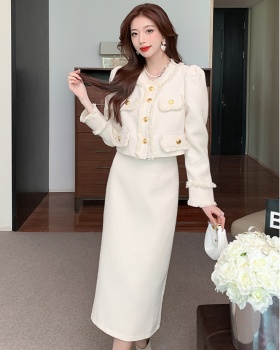 Korean style skirt autumn and winter coat 2pcs set