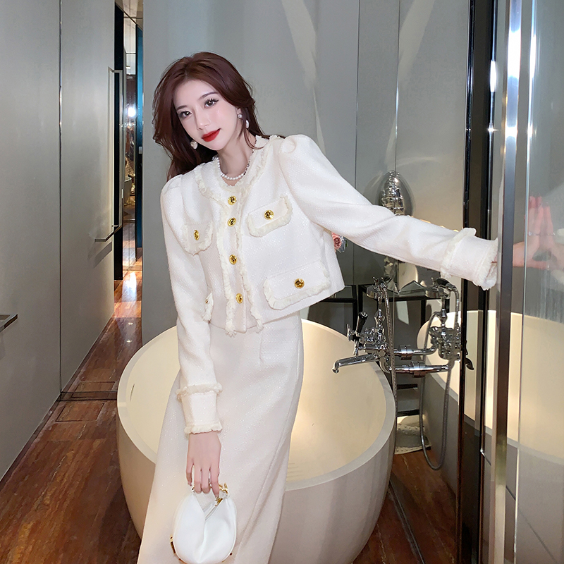 Korean style skirt autumn and winter coat 2pcs set
