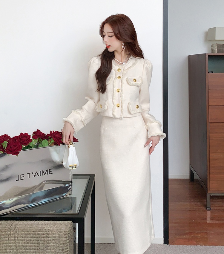 Korean style skirt autumn and winter coat 2pcs set
