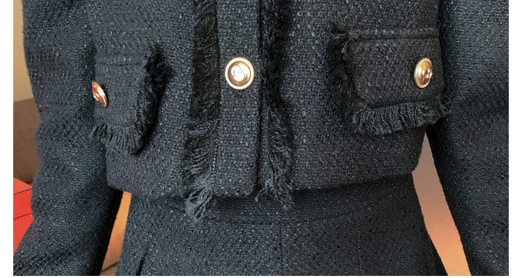 Breasted slim coat autumn and winter skirt 2pcs set